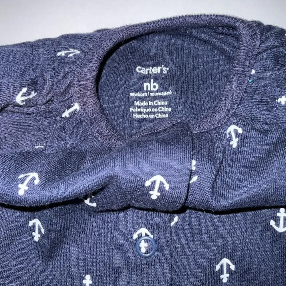 Carter’s baby blue and white anchor, onesie size NB newborn